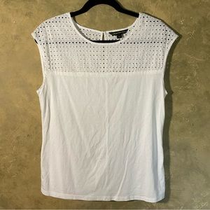 Catherine Malandrino Cotton Pointelle and Lyocell Sleeveless Top